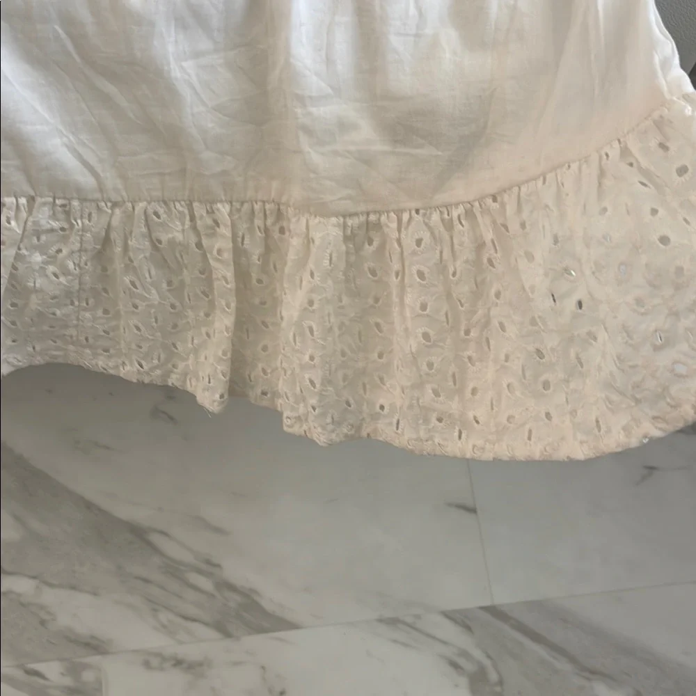 Steve Madden Off White Ruffle Sleeveless Eyelet Dress